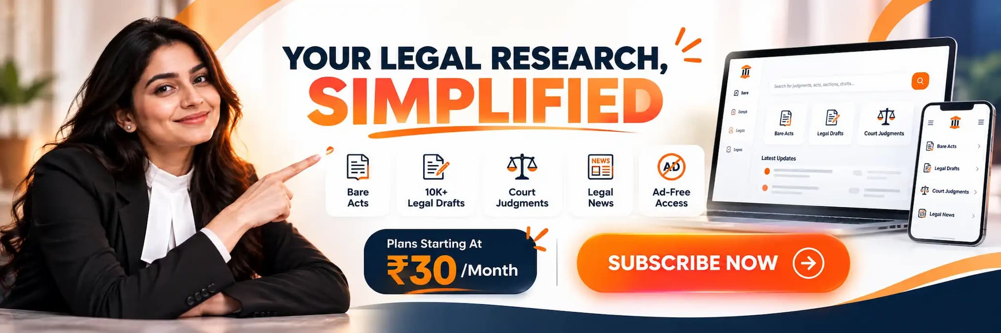 Court Book subscription: bare acts, legal drafts, court judgments and ad-free legal news, plans from ₹30/month